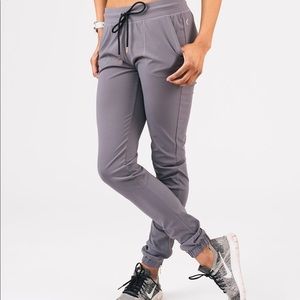 Zyia Peak Zipper Joggers in Dark Gray